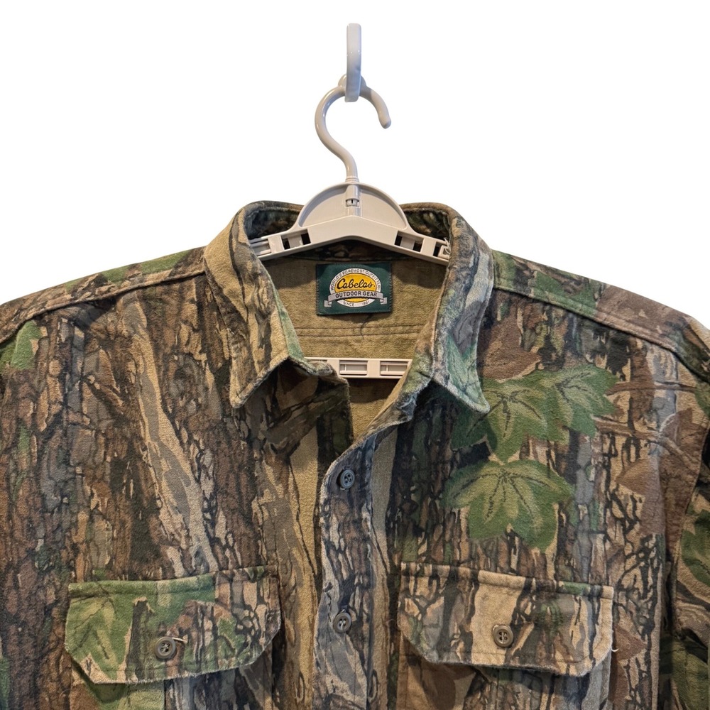 Cabelas Heavyweight‎ Cotton Camo Button Front Shirt Made in USA Trebark Mens 2XL